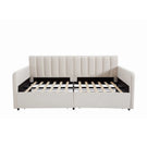 Flora - Upholstered Daybed With 2 Drawers Ribbed Tufted Backrest in Lavish Modern Design - Furniture Home Direct