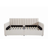 Flora - Upholstered Daybed With 2 Drawers Ribbed Tufted Backrest in Lavish Modern Design - Furniture Home Direct
