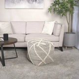 Modern Wool Rope Square Pouf Ottoman Floor Cushion - Gray / Ivory - Furniture Home Direct