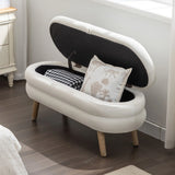 Velvet Fabric Storage Bench With Wood Legs - Furniture Home Direct