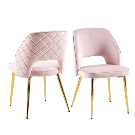 Velvet Dining Chairs With Metal Legs And Hollow Back Upholstered Dining Chairs - Furniture Home Direct