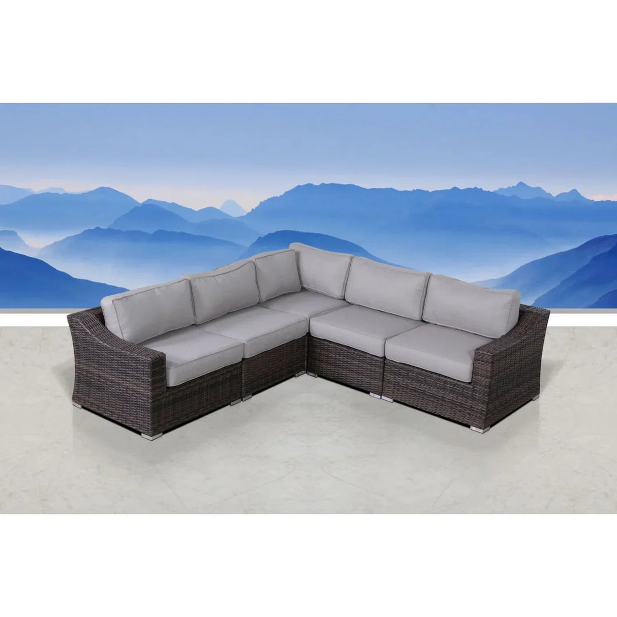 Contemporary Outdoor Rattan Wicker Sectional Seating Group With Cushions - Furniture Home Direct