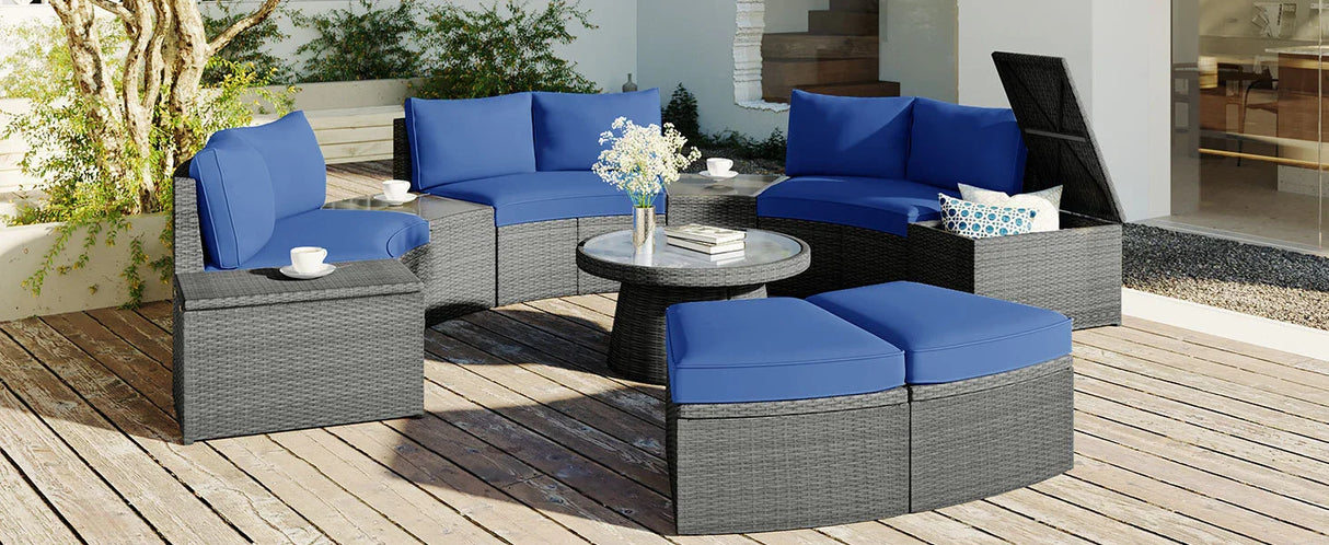 Semi-Circle Outdoor Sectional Set - Furniture Home Direct