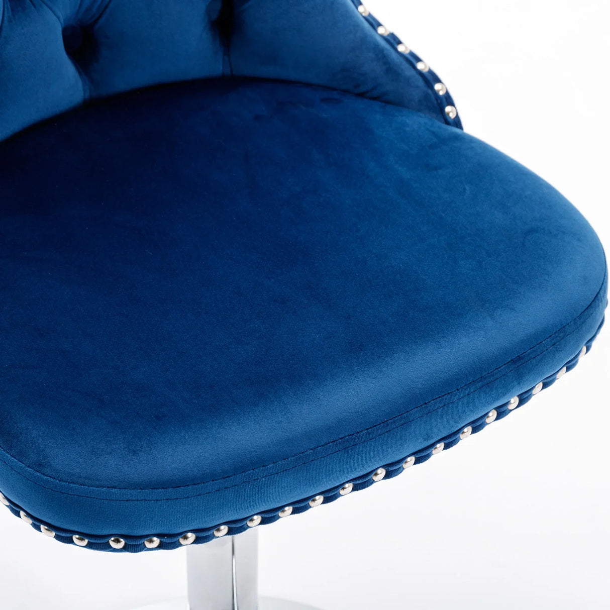 Counter Height Bar Stool Swivel Tufted Velvet Back Blue - Furniture Home Direct