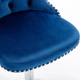 Counter Height Bar Stool Swivel Tufted Velvet Back Blue - Furniture Home Direct