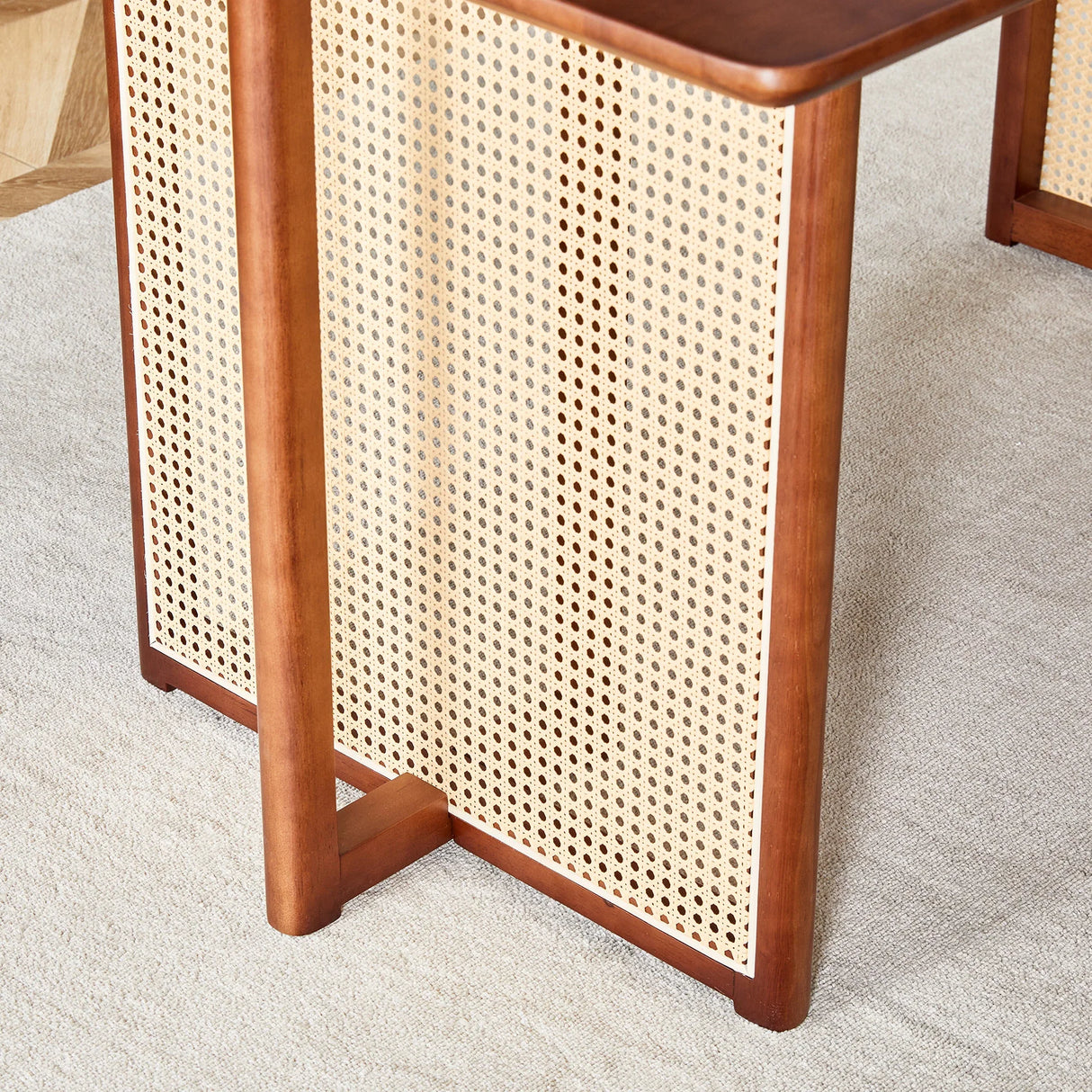 Dining Table Retro Solid Wood Rectangular Classic Walnut - Furniture Home Direct