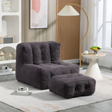 Modern Indoor Fluffy Bean Bag Chair With Memory Foam And Ottoman, Super Soft - Furniture Home Direct