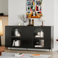 Accent Cabinet Lacquered Wooden Cabinet With 4 Glass Doors Sideboard Buffet Server Cabinet Storage Cabinet, For Living Room, Entryway, Hallway, Office, Kitchen And Dining Room - Furniture Home Direct