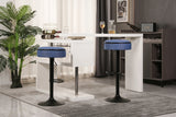 Counter Stool Set Round Upholstered Bar Stools Kitchen Blue - Furniture Home Direct