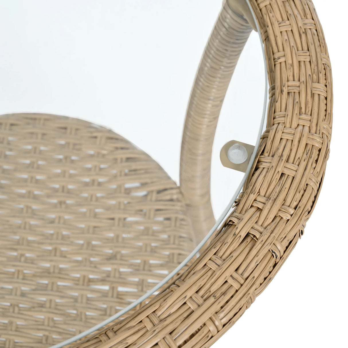 Outdoor Rattan Bistro Set With Glass Top Cushions Beige - Furniture Home Direct
