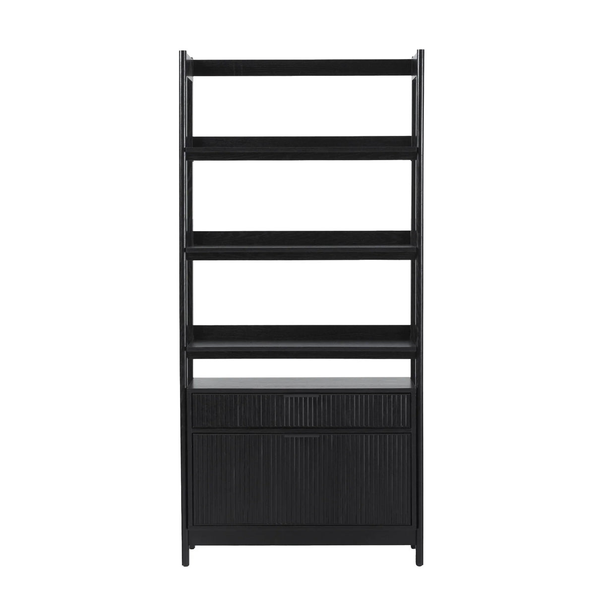 Transitional Wide Reeded Bookshelf With Drawers On Bottom - Furniture Home Direct