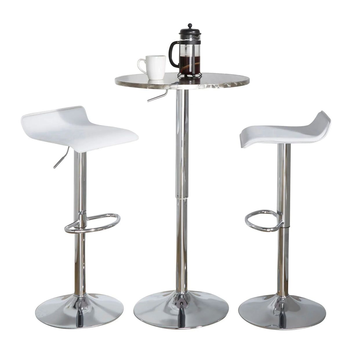 Ale - 3 Piece Bar Set Bistro Round Contemporary Adjustable Oval Footrest - Furniture Home Direct