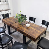 Extendable Dining Room Table For 6 8 10, Modern Farmhouse Wooden Kitchen Expanding Table, Long Large Expandable Dining Room Conference Table - Deep Rustic Brown - Furniture Home Direct