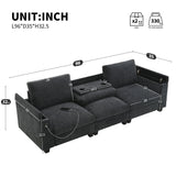 Sectional With Bluetooth Speaker Comfy Cloud Couch Set With Drop Down Table Cup Holders, USB Charger Storage Armrest Wide Seat Sofa - Furniture Home Direct