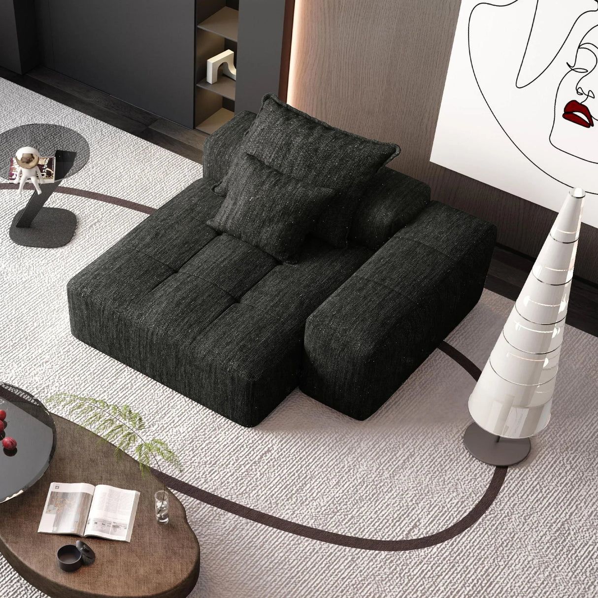 Modern Oversized Modular Sectional Sofa, Sparkling Chenille Fabric Soft Cushion Sofa With 2 Pillows - Furniture Home Direct