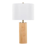 Cylinder - Ash Contemporary Table Lamp - Ash / Antique Brass / White - Furniture Home Direct