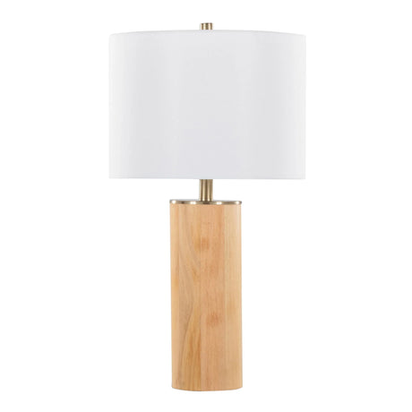 Cylinder - Ash Contemporary Table Lamp - Ash / Antique Brass / White - Furniture Home Direct