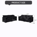 Modern Chenille Oversized Deep Seat Luxury 2 Piece Sofa Set With 4 Pillows - Furniture Home Direct