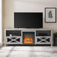 Industrial Farmhouse Metal Mesh Drop Down X Door Fireplace TV Stand - Furniture Home Direct