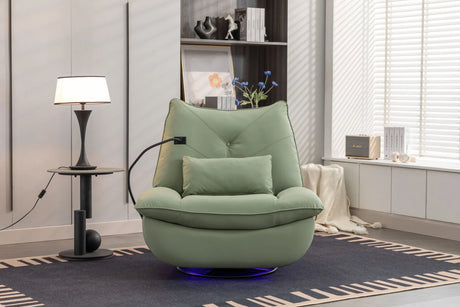 270 Swivel Glider Recliner Chair, Power Recliner Rocking Chair, USB Port Charge For Nursery Chair With Atmosphere Lamp For Living Room Bedroom Apartment - Furniture Home Direct