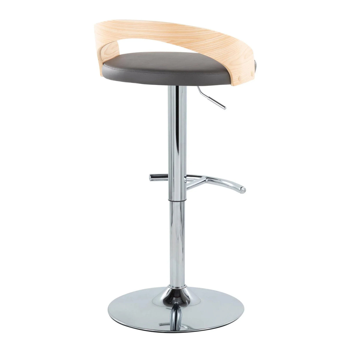 Grotto - Contemporary Adjustable Barstool, Swivel With Rounded T Footrest (Set of 2) - Furniture Home Direct