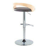 Grotto - Contemporary Adjustable Barstool, Swivel With Rounded T Footrest (Set of 2) - Furniture Home Direct