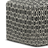 Kiana - Square Woven Outdoor / Indoor Pouf - Black / White - Furniture Home Direct