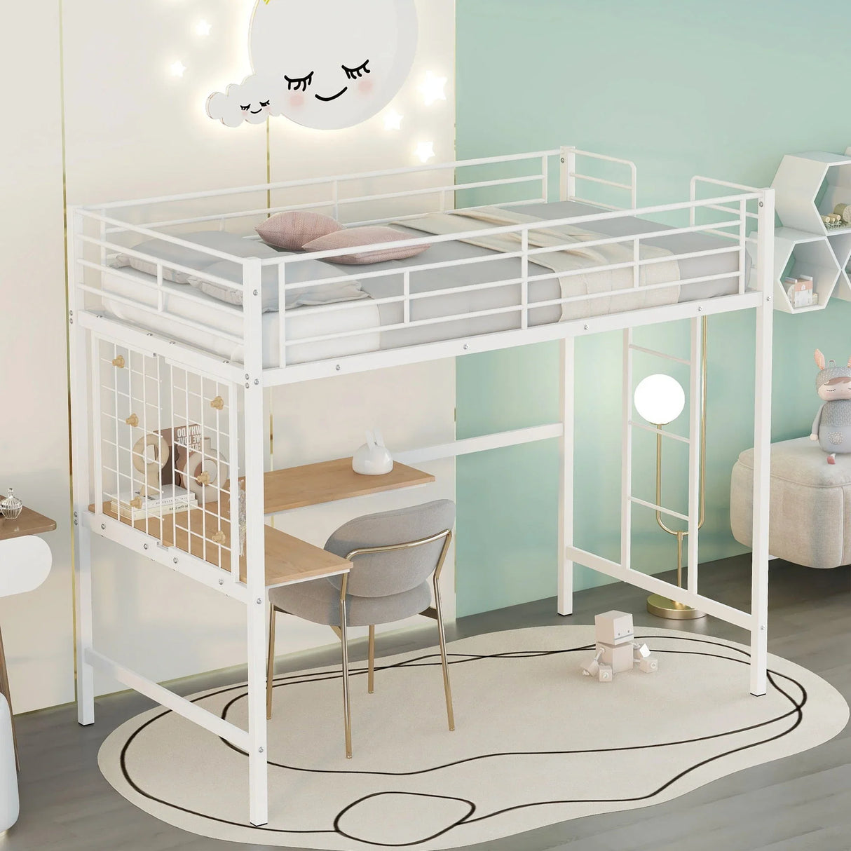 Bed With Desk And Grid - Furniture Home Direct