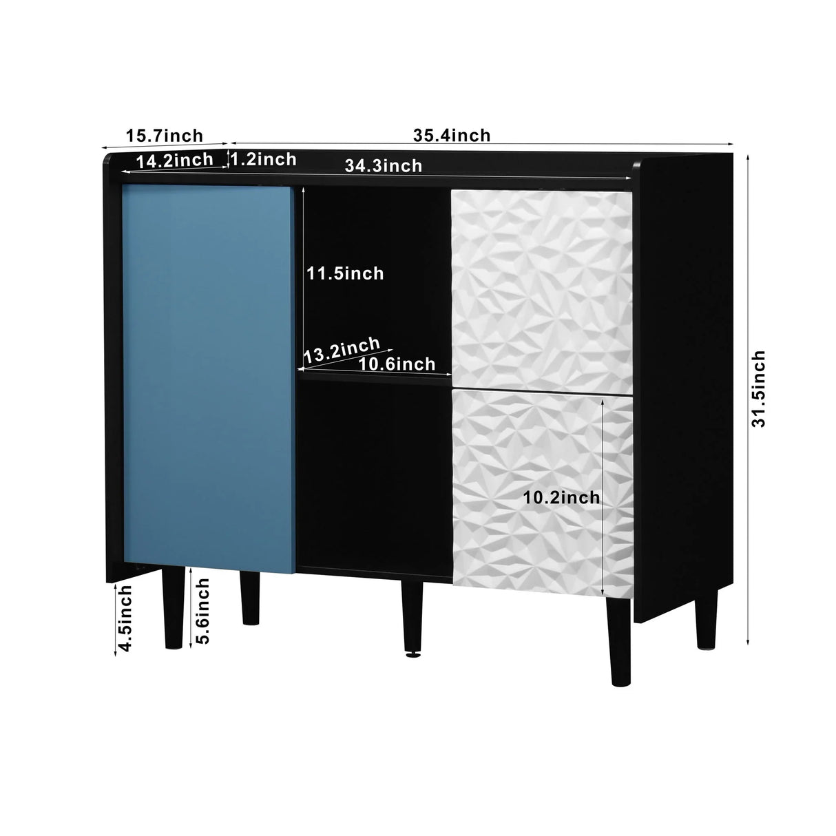 Modern Sideboard Buffet Cabinet With Red Doors And Unique Panel Styling - Furniture Home Direct