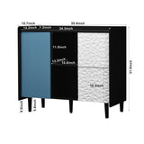 Modern Sideboard Buffet Cabinet With Red Doors And Unique Panel Styling - Furniture Home Direct