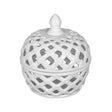 Ceramic Lidded Jar With Lattice Design - White - Furniture Home Direct