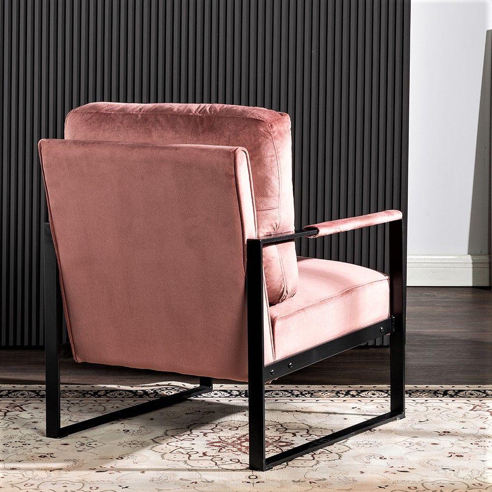 Classic Mid Century Modern Accent Chair With Durable Square Metal Frame, Armchair - Furniture Home Direct