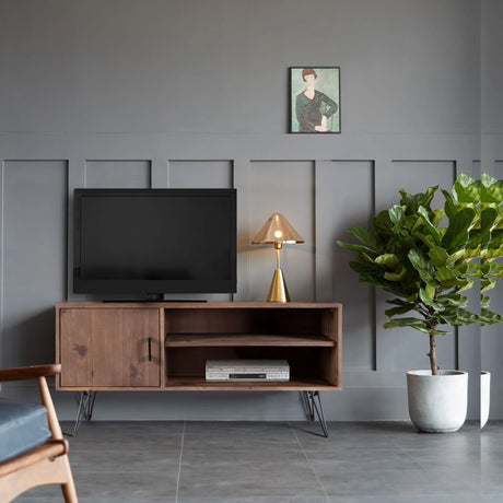 Simple, Modern, Vintage Reclaimed Wood TV Stand Media Table For Living Room - Natural - Furniture Home Direct
