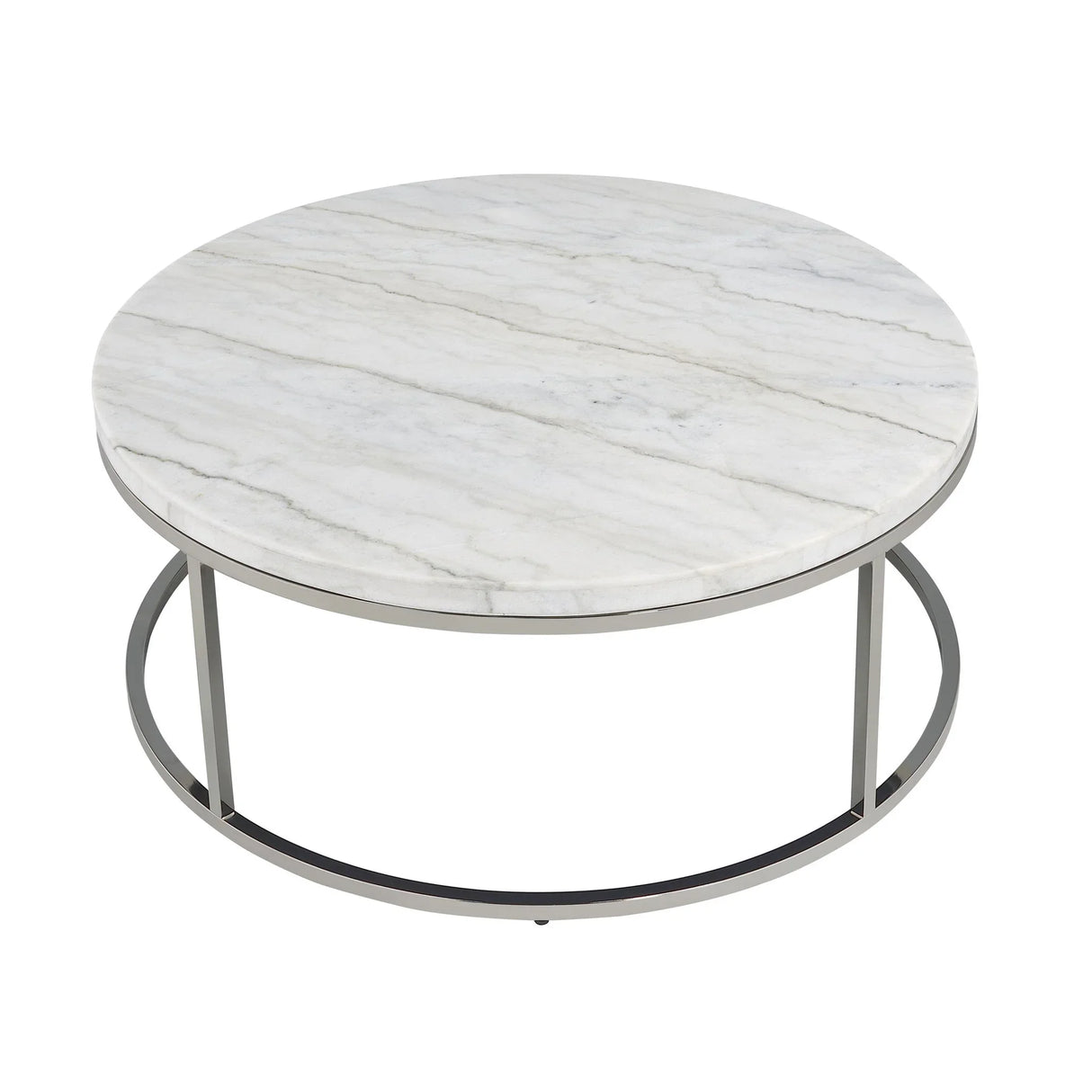 Zaidee - Mable Top Nickel Coffee Table - White - Furniture Home Direct