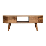 Mini Wooden Rounded Entertainment Unit - Oak - Furniture Home Direct