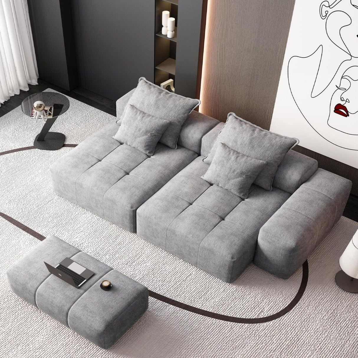 Modern Oversized Diy Combination Modular Sectional Sofa With Pillows - Furniture Home Direct