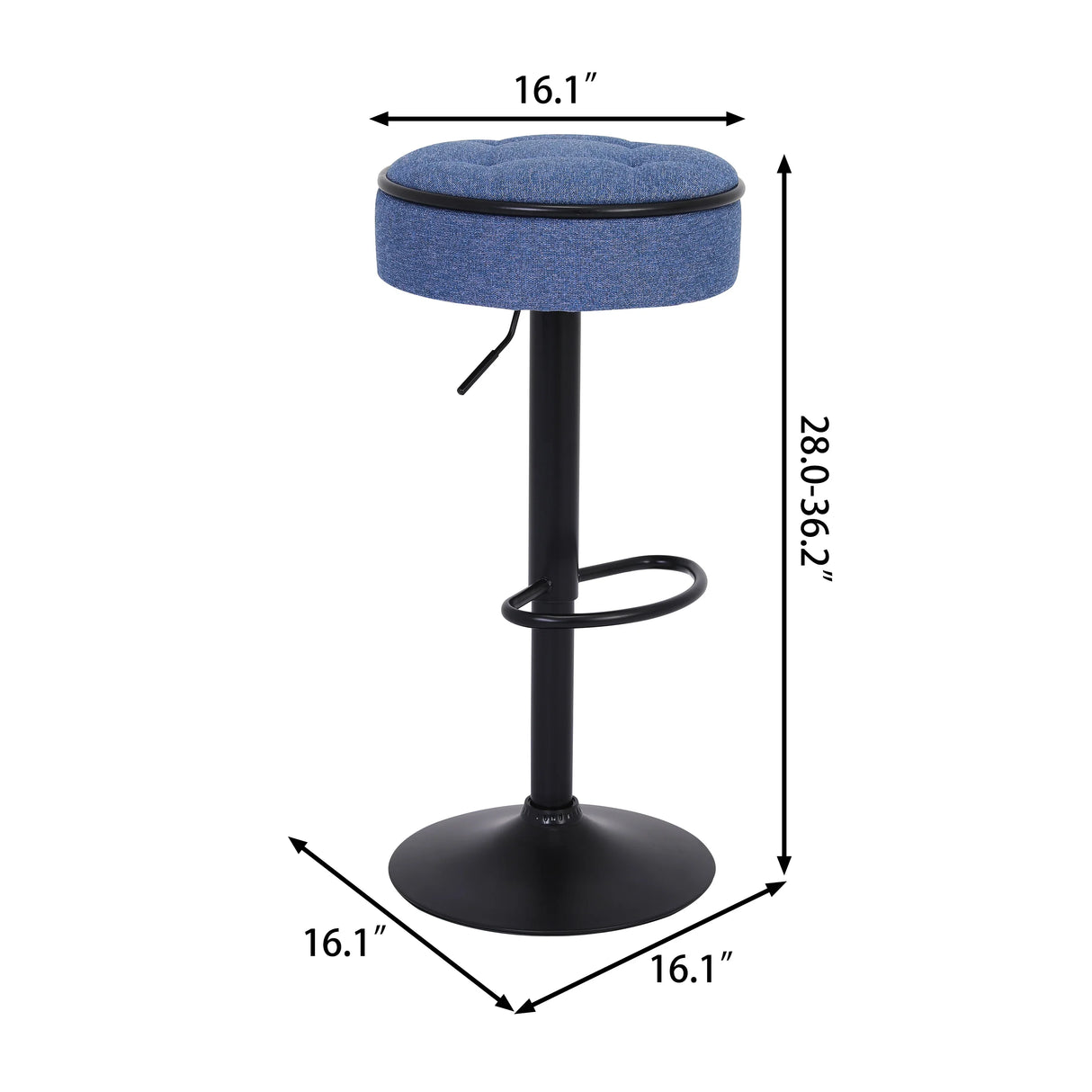 Counter Stool Set Round Upholstered Bar Stools Kitchen Blue - Furniture Home Direct