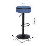 Counter Stool Set Round Upholstered Bar Stools Kitchen Blue - Furniture Home Direct