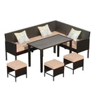 7 Piece Outdoor Furniture Set Waterproof Cushions Glass Table - Furniture Home Direct
