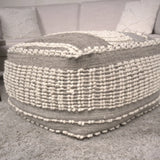Rustic Wool And Cotton Large Pouf, Handcrafted Tufted Design - Brown / Beige - Furniture Home Direct