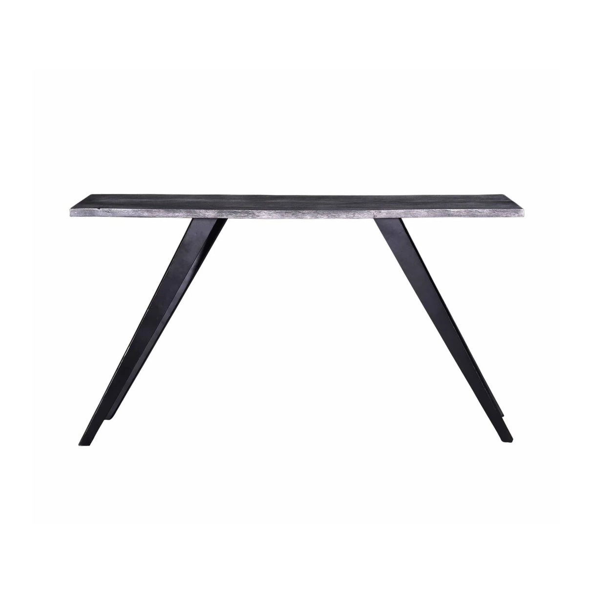 Acacia Wood And Metal Console Table, Live Edge, Angled Legs, Modern Living Room Furniture - Gray / Black - Furniture Home Direct