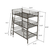 Twin Size Metal Triple Bunk Bed For Bedroom And Dormitory, Convertible Into 3 Separate Beds - Black - Furniture Home Direct