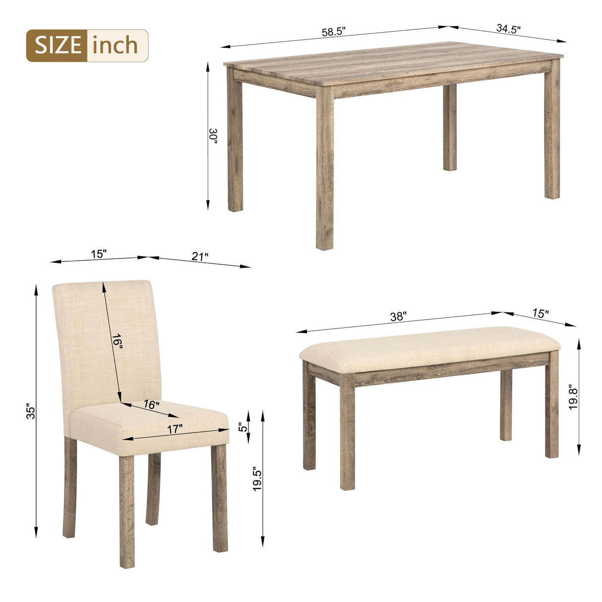 Modern Dining Table Set With Upholstered Chairs For Dining Room - Furniture Home Direct