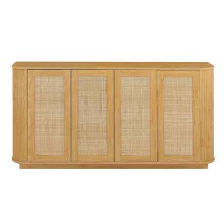 Contemporary Wave Shaped TV Stand With Rattan Doors - Furniture Home Direct