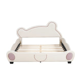 Kids Bed Bear Headboard with BuiltIn Storage Beige - Furniture Home Direct