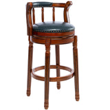 Swivel Cow Top Leather Wooden Bar Stool, 360 Degree Swivel Bar Height Chair With Backs For Home Kitchen Counter - Furniture Home Direct