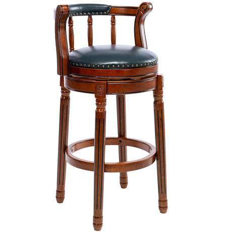Swivel Cow Top Leather Wooden Bar Stool, 360 Degree Swivel Bar Height Chair With Backs For Home Kitchen Counter - Furniture Home Direct