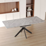 Modern Mid-Century Gray Dining Table Set With Extendable Design