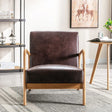 Classic Mid-Century Modern Accent Chairs, Open Framed Armchair With Cushioning Brown - Dark Brown - Furniture Home Direct