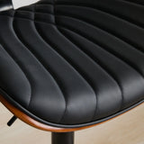 Counter Stool Adjustable PU Leather Upholstered Black - Furniture Home Direct